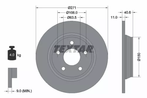 TEXTAR TEXTAR (92303503) 1x TEXTAR 92303503 Brake Disc 