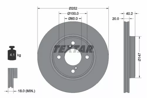 1x TEXTAR 92303703 Brake Disc