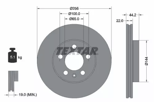 TEXTAR TEXTAR (92303803) 1x TEXTAR 92303803 Brake Disc 