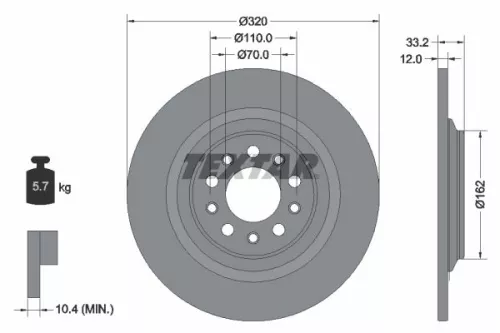 1x  TEXTAR Brake Disc