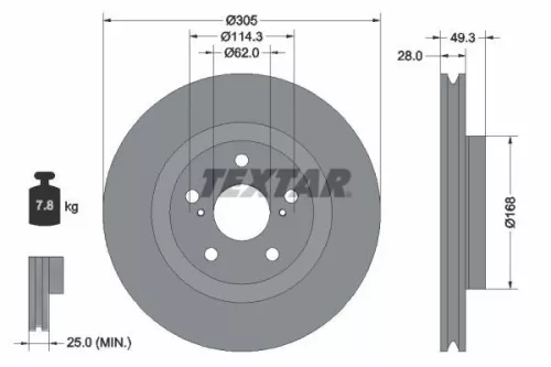 TEXTAR TEXTAR (92304305) 1x TEXTAR 92304305 Brake Disc 