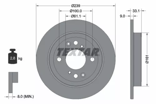 TEXTAR TEXTAR (92304403) 1x TEXTAR 92304403 Brake Disc 