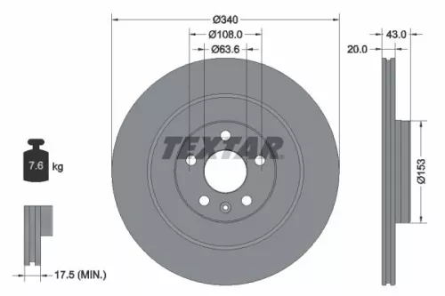 TEXTAR TEXTAR (92304503) 1x TEXTAR 92304503 Brake Disc 