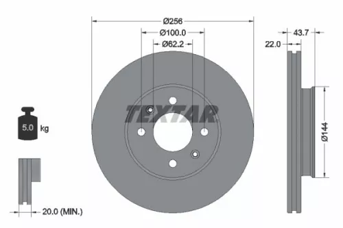 1x  TEXTAR Brake Disc