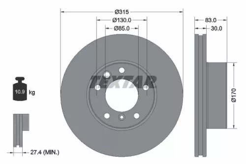 TEXTAR TEXTAR (92304905) 1x TEXTAR 92304905 Brake Disc 