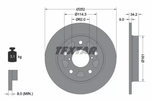 1x  TEXTAR Brake Disc