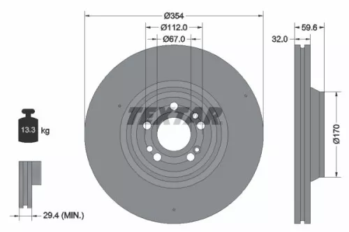 TEXTAR TEXTAR (92306005) 1x TEXTAR 92306005 Brake Disc 