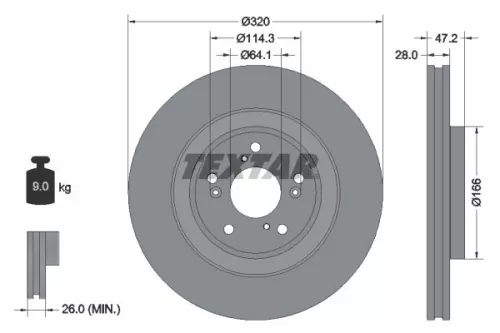 1x TEXTAR 92306203 Brake Disc