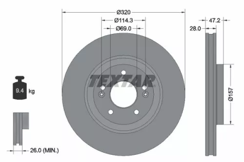 1x  TEXTAR Brake Disc
