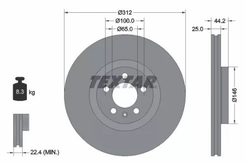 TEXTAR TEXTAR (92306405) 1x TEXTAR 92306405 Brake Disc 