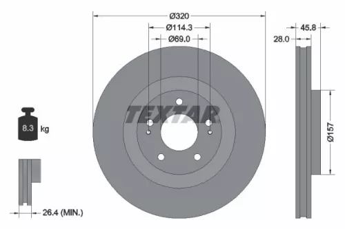 TEXTAR TEXTAR (92306503) 1x TEXTAR 92306503 Brake Disc 