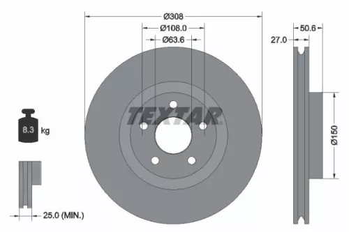 1x TEXTAR 92306703 Brake Disc