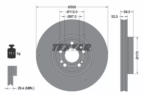TEXTAR TEXTAR (92307105) 1x TEXTAR 92307105 Brake Disc 