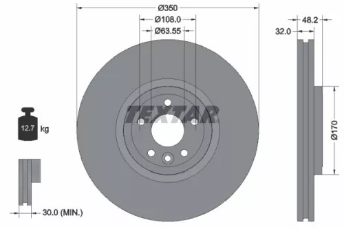 1x TEXTAR 92308105 Brake Disc