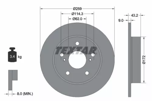 1x TEXTAR 92308303 Brake Disc