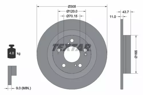 TEXTAR TEXTAR (92308403) 1x TEXTAR 92308403 Brake Disc 