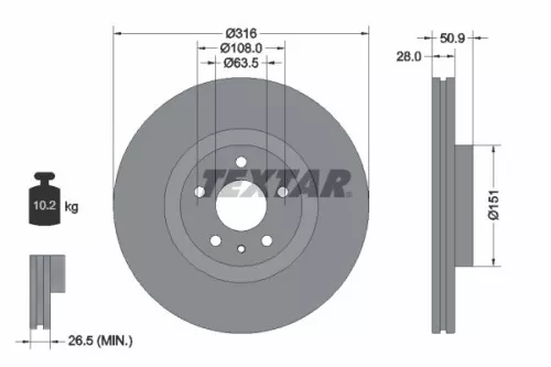 TEXTAR TEXTAR (92309603) 1x TEXTAR 92309603 Brake Disc 