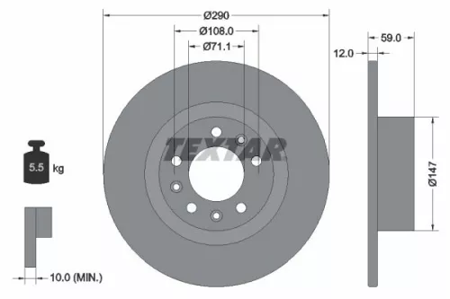 TEXTAR TEXTAR (92313603) 1x TEXTAR 92313603 Brake Disc 