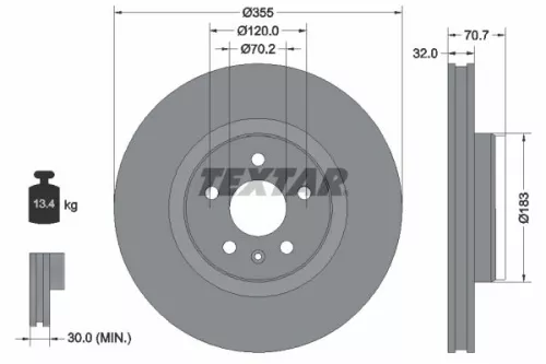 1x  TEXTAR Brake Disc