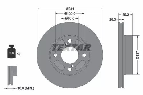 TEXTAR TEXTAR (92314003) 1x TEXTAR 92314003 Brake Disc 