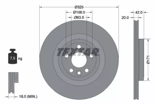 1x  TEXTAR Brake Disc
