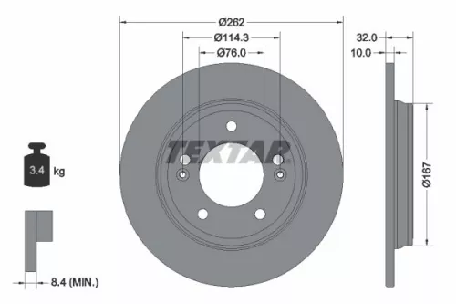 1x TEXTAR 92314403 Brake Disc
