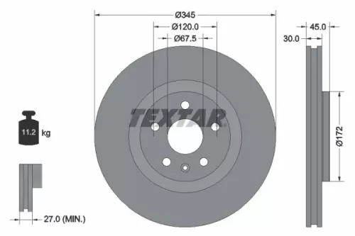 TEXTAR TEXTAR (92314505) 1x TEXTAR 92314505 Brake Disc 