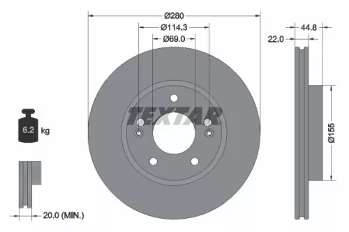 1x TEXTAR 92314703 Brake Disc