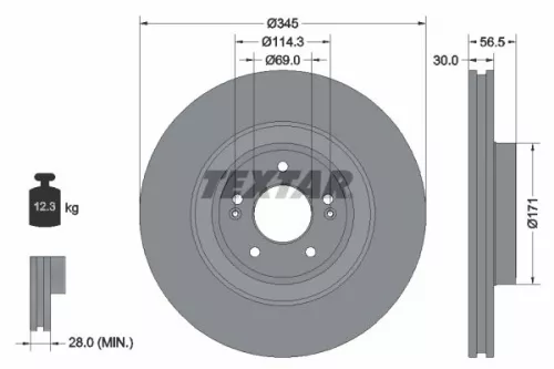 1x  TEXTAR Brake Disc