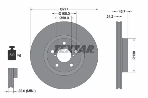 1x  TEXTAR Brake Disc