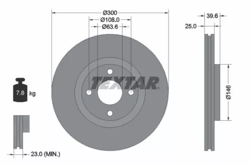 1x TEXTAR 92315503 Brake Disc