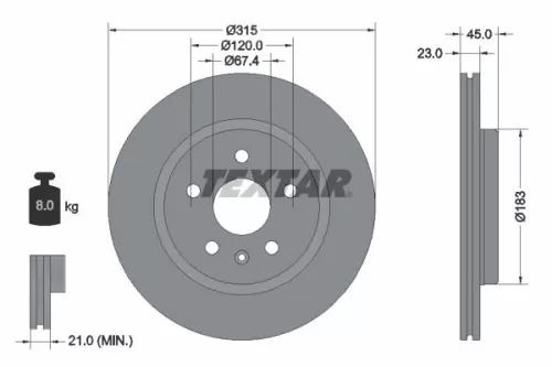 TEXTAR TEXTAR 92315803 1x TEXTAR 92315803 Brake Disc 
