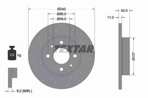 TEXTAR TEXTAR 92316003 1x TEXTAR 92316003 Brake Disc 