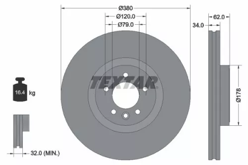 1x TEXTAR 92316405 Brake Disc