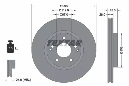 1x  TEXTAR Brake Disc 92322903 298