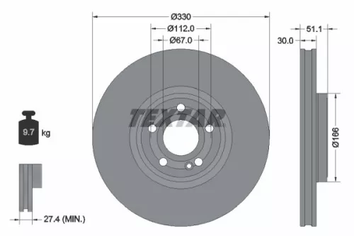 TEXTAR TEXTAR (92323305) 1x  TEXTAR Brake Disc 