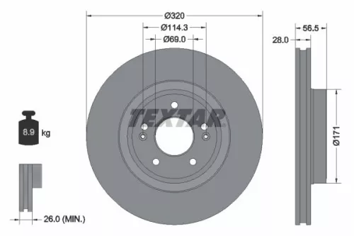 1x  TEXTAR Brake Disc