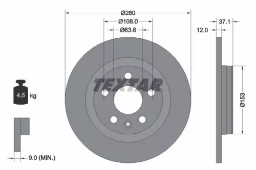 TEXTAR TEXTAR (92323803) 1x  TEXTAR Brake Disc 