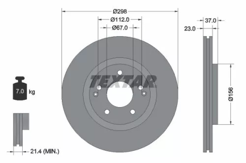 TEXTAR TEXTAR (92324903) 1x  TEXTAR Brake Disc 