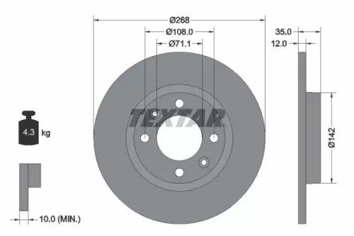 TEXTAR TEXTAR (92325903) 1x  TEXTAR Brake Disc 