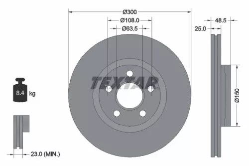 TEXTAR TEXTAR (92326003) 1x  TEXTAR Brake Disc 