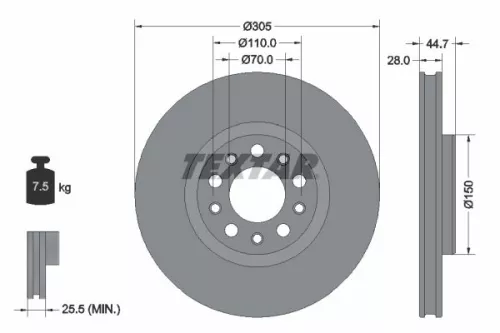 TEXTAR TEXTAR 92326305 1x TEXTAR 92326305 Brake Disc 