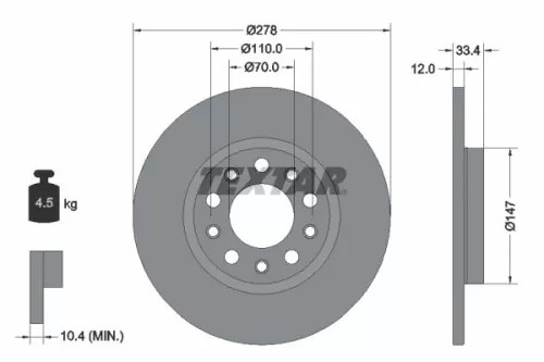 TEXTAR TEXTAR 92326503 1x TEXTAR 92326503 Brake Disc 