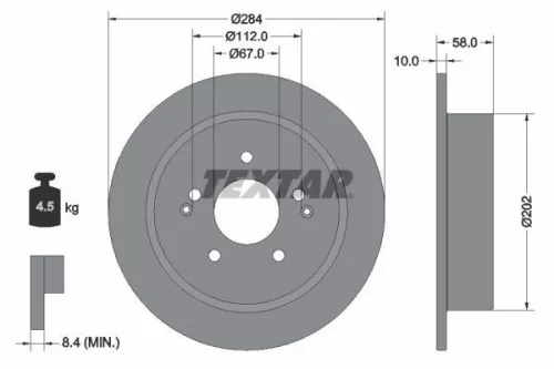 TEXTAR TEXTAR (92326603) 1x  TEXTAR Brake Disc 