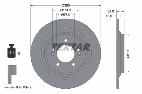 1x  TEXTAR Brake Disc