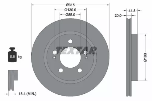 TEXTAR TEXTAR 92332903 1x TEXTAR 92332903 Brake Disc 