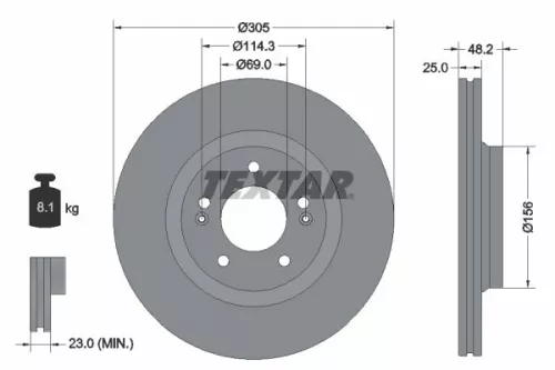 TEXTAR TEXTAR (92333203) 1x  TEXTAR Brake Disc 