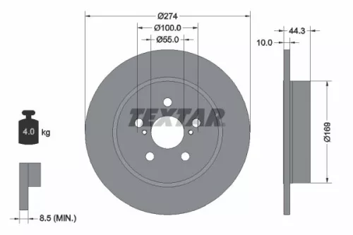 TEXTAR TEXTAR 92333703 1x TEXTAR 92333703 Brake Disc 