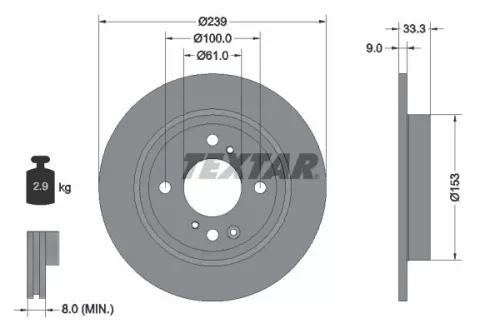 TEXTAR TEXTAR 92333903 1x TEXTAR 92333903 Brake Disc 