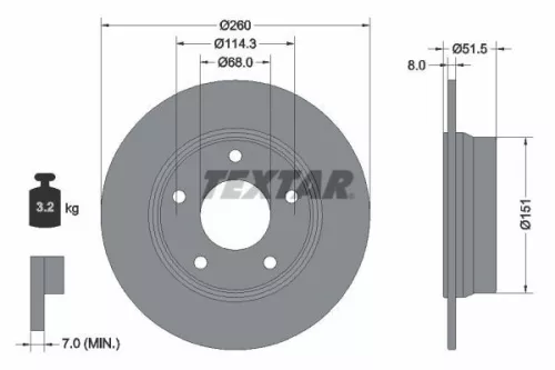 TEXTAR TEXTAR (92335803) 1x  TEXTAR Brake Disc 